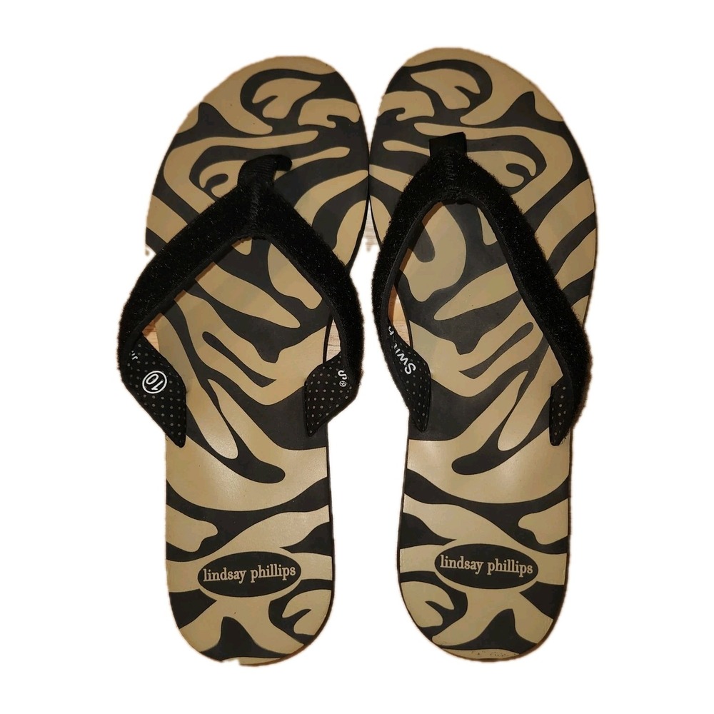 Women's Sz 10 Lindsay Phillips Switch Flops Black Brown Interchangeable Sandals